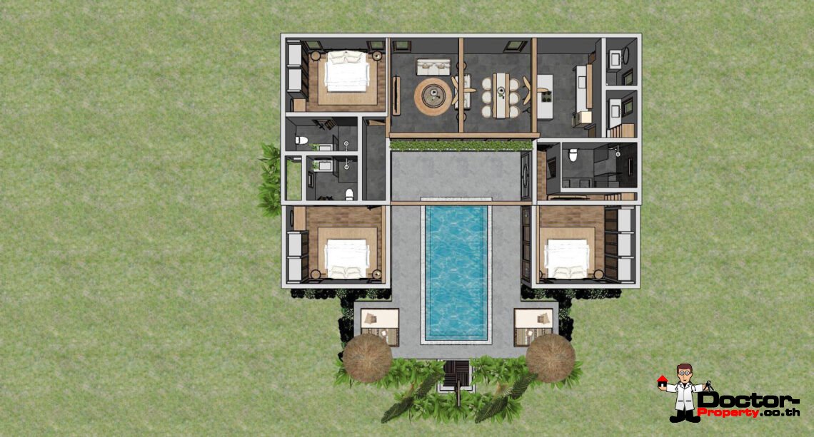 3 Bedroom Pool Villa Bali Style in Plai Laem, Koh Samui – For Sale